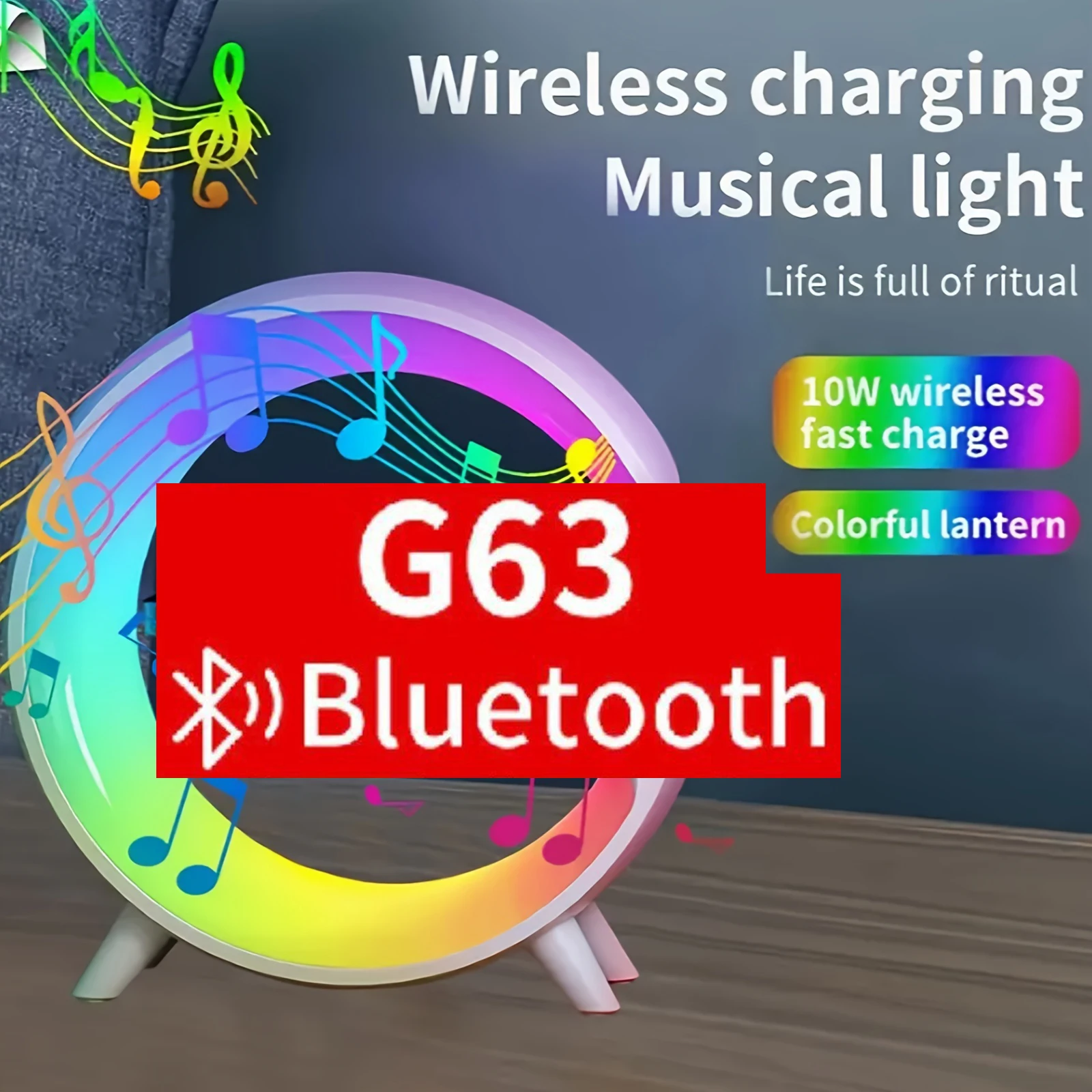 15W Wireless Charger Pad Multifunction Speaker RGB Night Light Alarm Clock Home Stereo Loudspeaker Subwoofer for IPhone Huawei