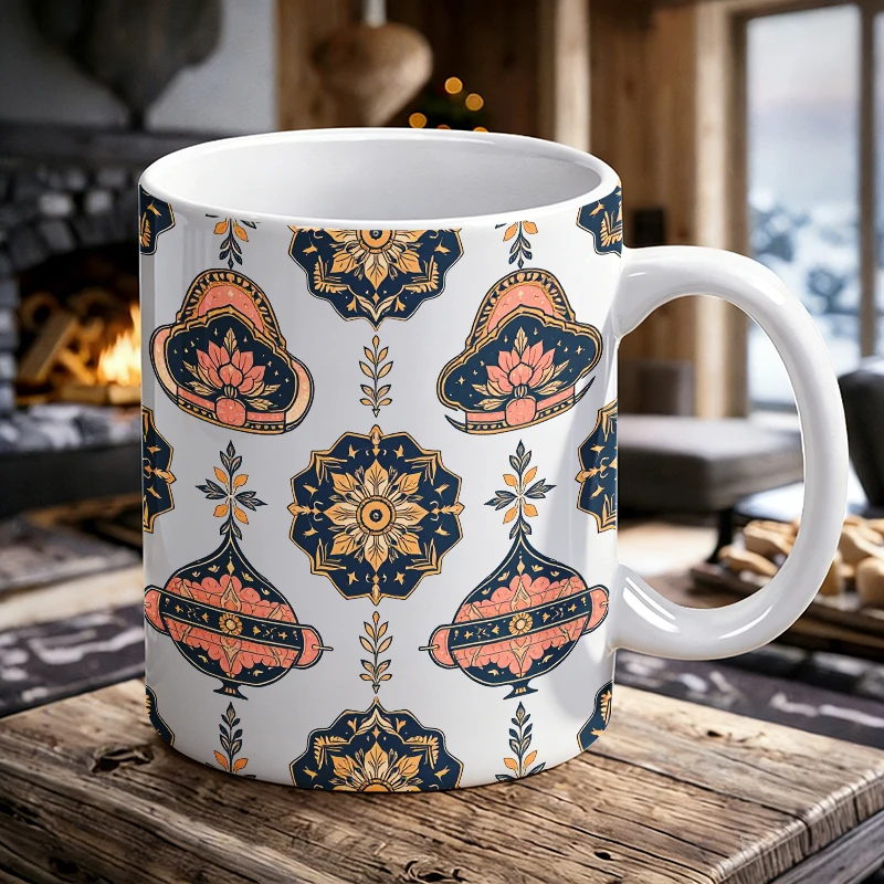 

Vintage Persian style printed ceramic mug, coffee cup, milk cup, office tea cup, drinking cup, fade-resistant, gift for friends