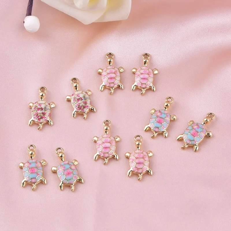 50pcs/lot turtle pendant alloy enamel Charm DIY accessories of necklace bracelet headdress handmade fitting