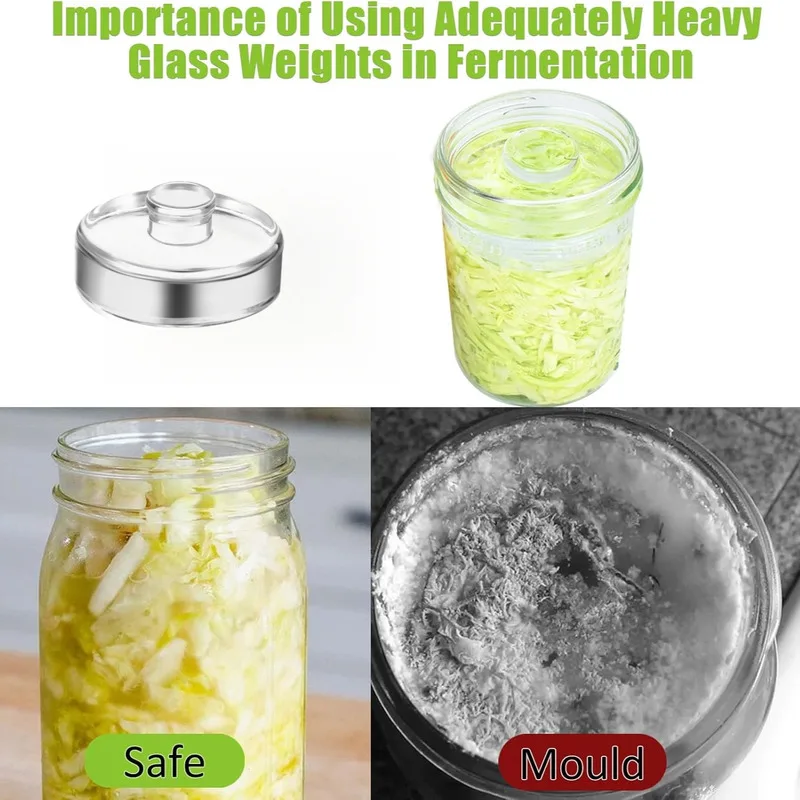 Wide Mouth Canning Jars with Glass Lid - Durable Glass Fermentation Kit, Ergonomic Handle &amp; Weight for Pickling, Mason - view 2