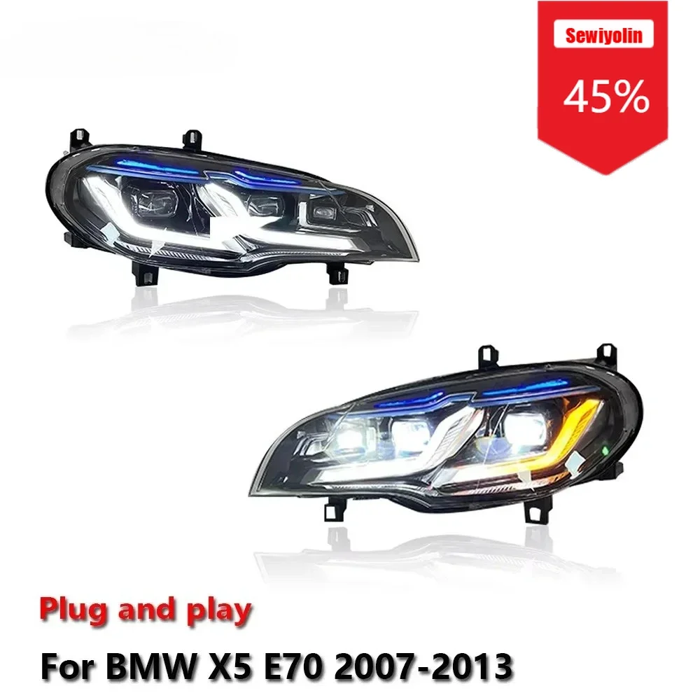 

Sewiyolin Car LED Headlight Light Assemblies For BMW X5 E70 2007-2013 Auto Fog DRL Brake Turn Signal Lamp Plug and Play