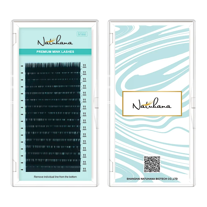 NATUHANA 16lines 8~15mm Eyelash Extension 100% Handmade Natural Soft False Lashes Wholesale Eyelashes Supplies
