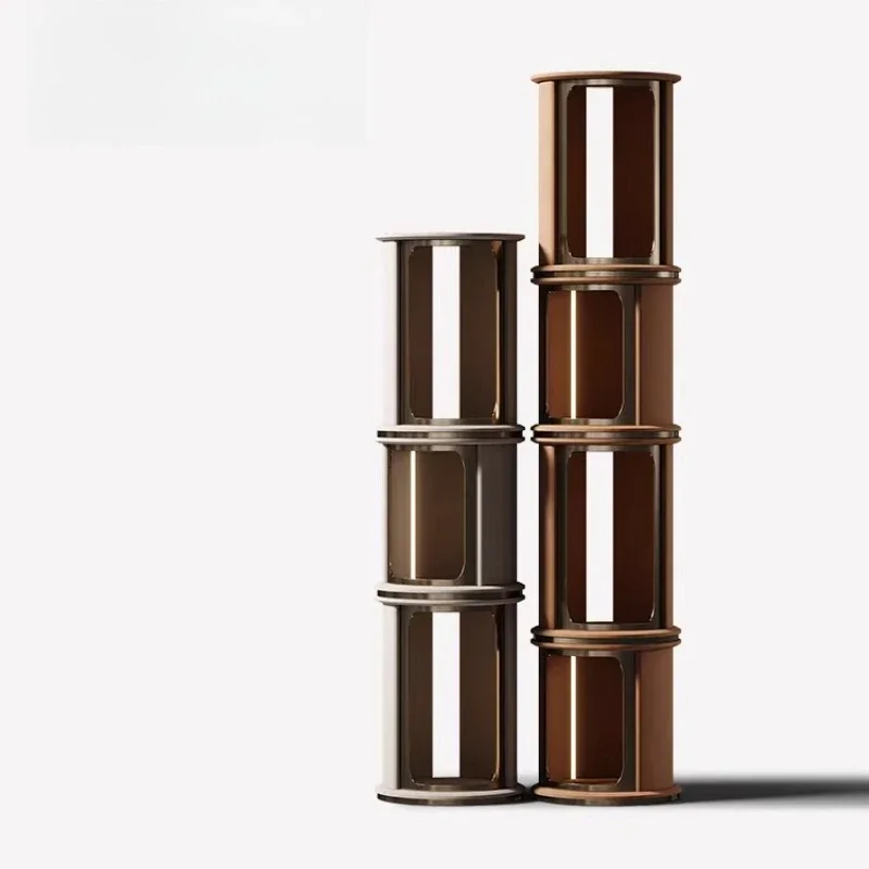 Cloud pillar decorative cabinet high-end rotating bookshelf villa large flat living room shelf