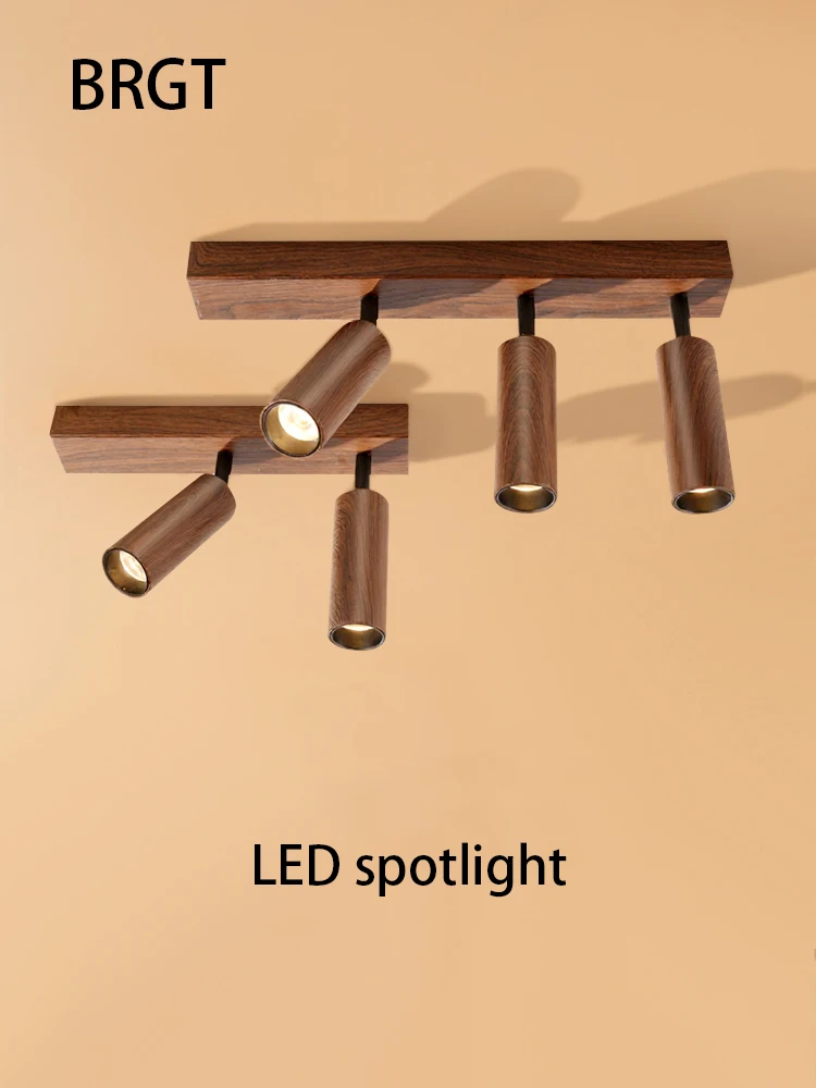 

Светодиодные прожекторы Цвет орехового дерева Потолочный светильник Накладной монтаж 2 3 головки Регулируемый угол COB Точечный светильник Освещение гардеробной