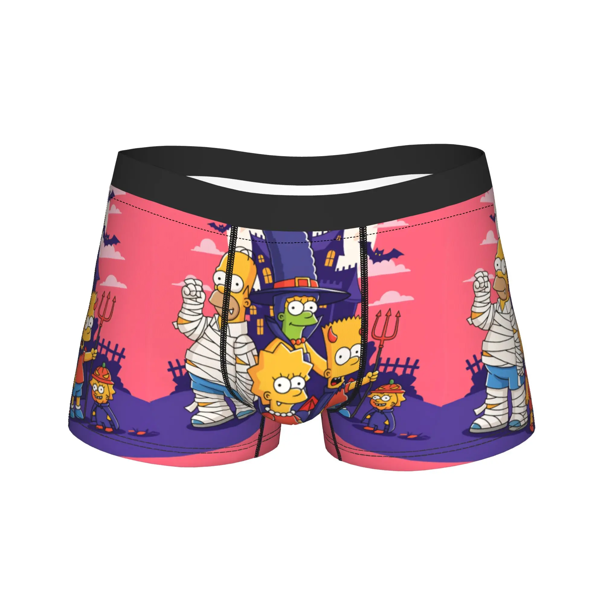 S-Simpsons Mummy Homer Pink Halloween Shorts Briefs  Underwear Hot Sale Males Soft Trend Trunk Print Plus Size Panties