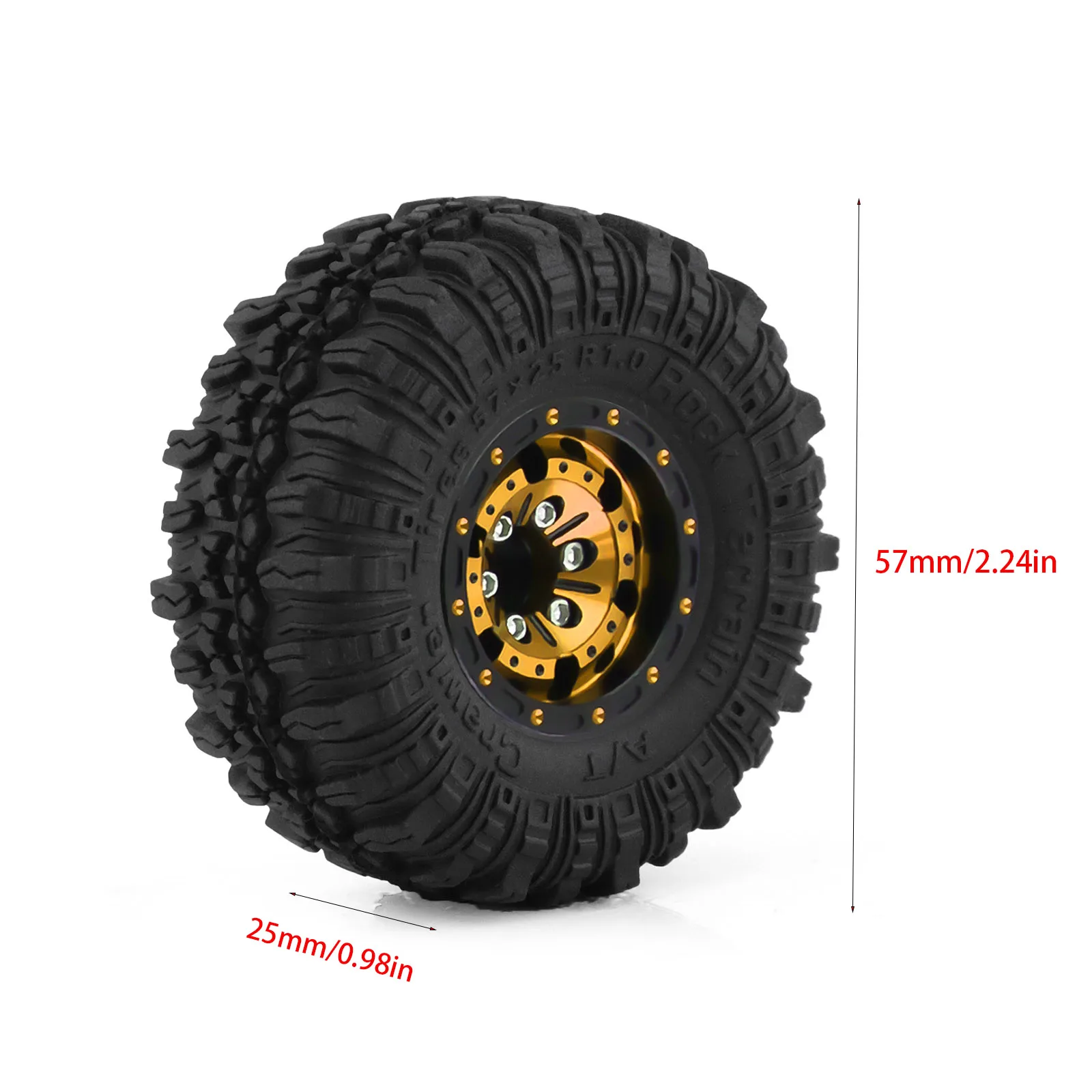 4 Stück scx24 Beadlock-Räder scx24 Reifen 1.0 Beadlock-Räder 1.0 Crawler trx4m Reifen 1/18 1/24 RC Crawler Car Axial AX24 FMS FCX2