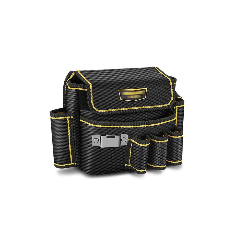 Heavy-Duty Tool Bag Electrician Holder Belt Waist Bags Hanging Tools Pouch Multi-Pockets Organiser Waist with Belt Black WH062