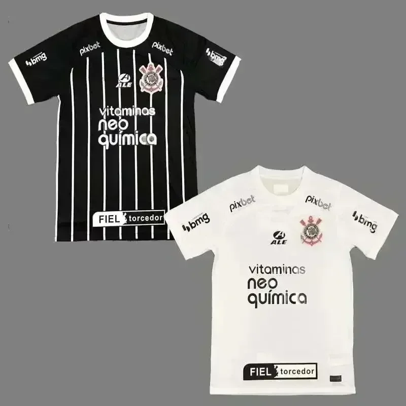 25 Corinthians Home and Away Jerseys Camisas de futebol 3D Impresso Respirável Confortável Absorção de Suor Jerseys de Treinamento