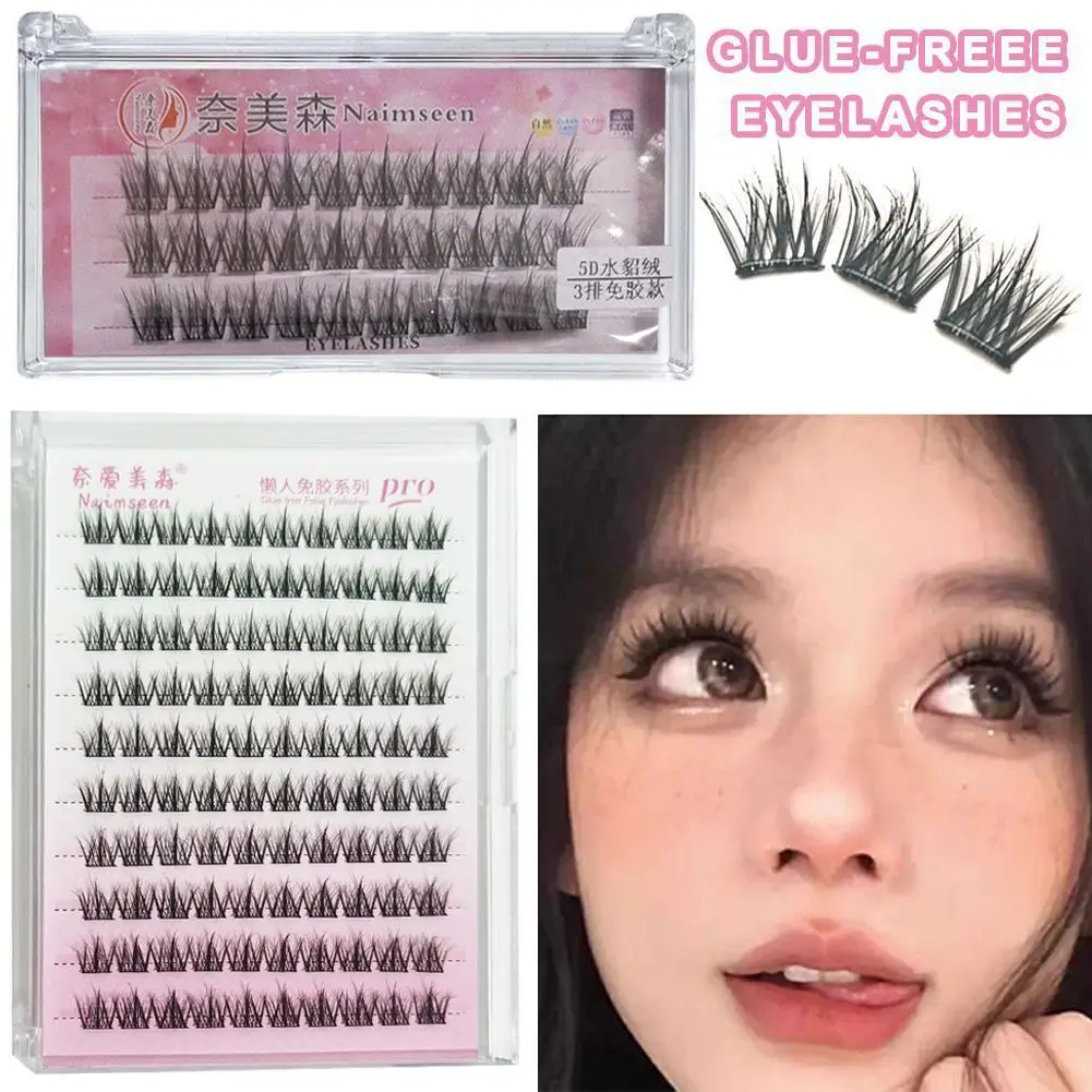 Self Adhesive False Eyelashes 5D Mink Lashes,No Glue Eyelash Clusters,Idol Curl Lash Clusters Reusable Individual Section Lashes
