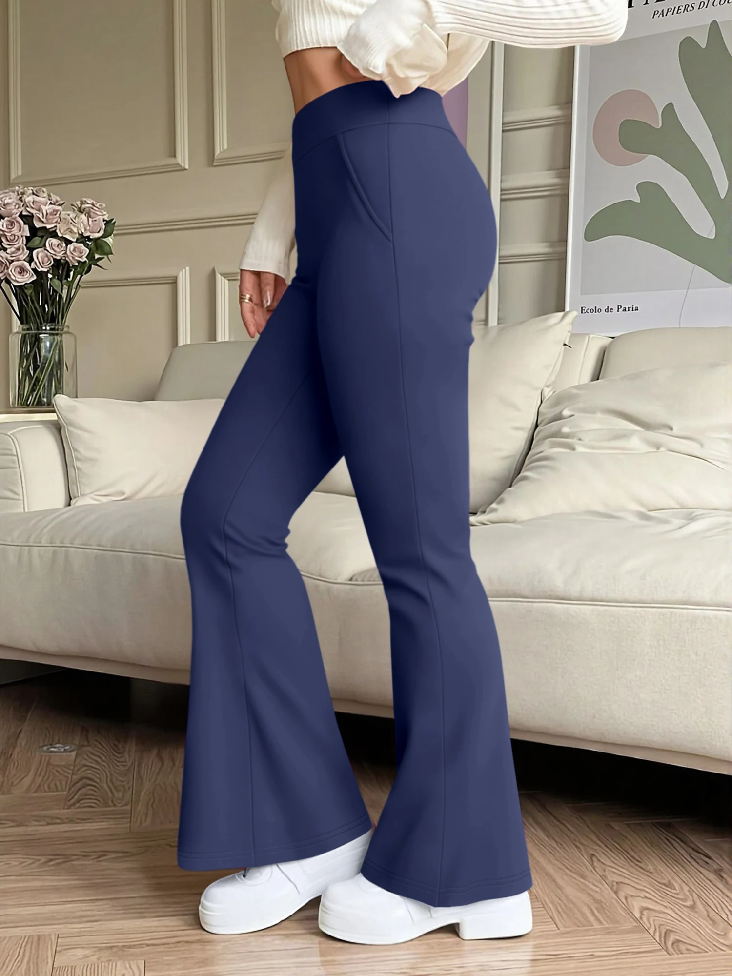 

Элегантные женские брюки-клеш с высокой талией, эластичные леггинсы-буткат, офисные брюки для работы с карманами, на каждый день и для вечеринок