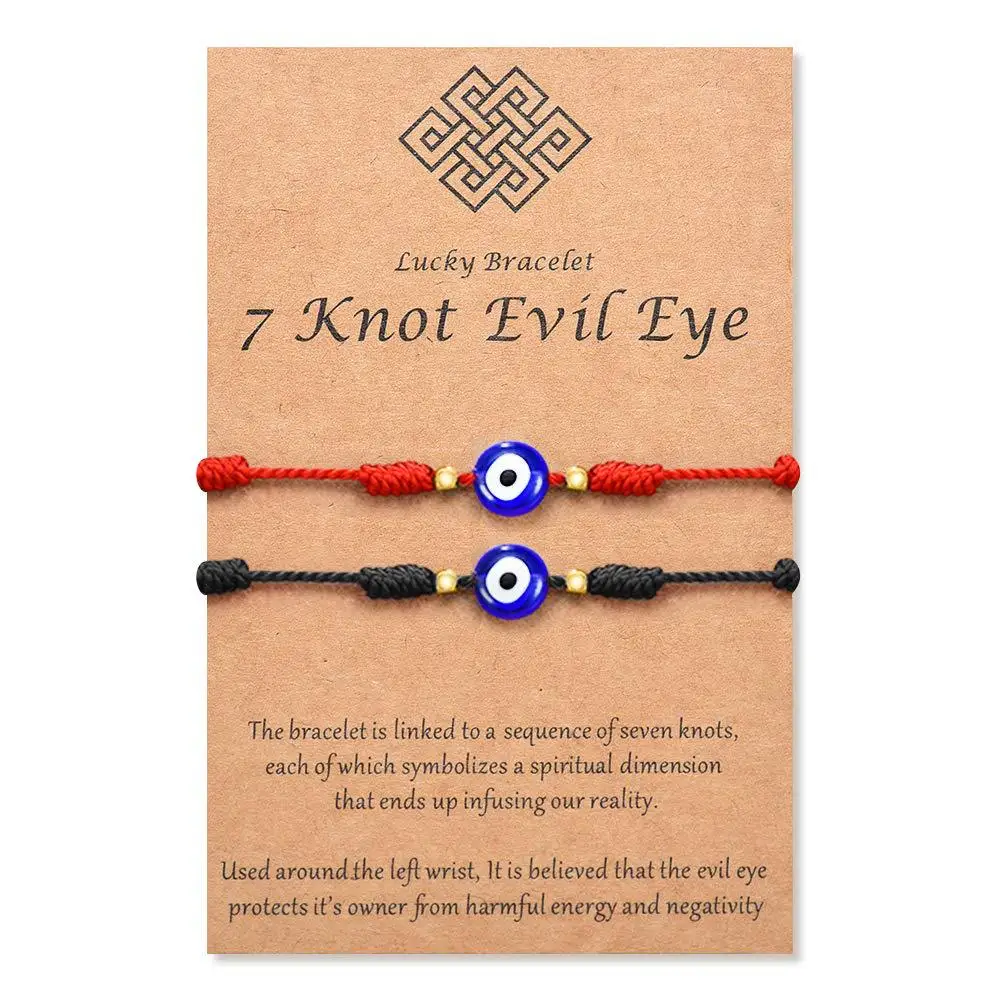 7 Knots Evil Eye Bracelet for Women Men Baby Red Balck String Pink Evil Eye Protection Good Luck Matching Couples Jewelry Gifts