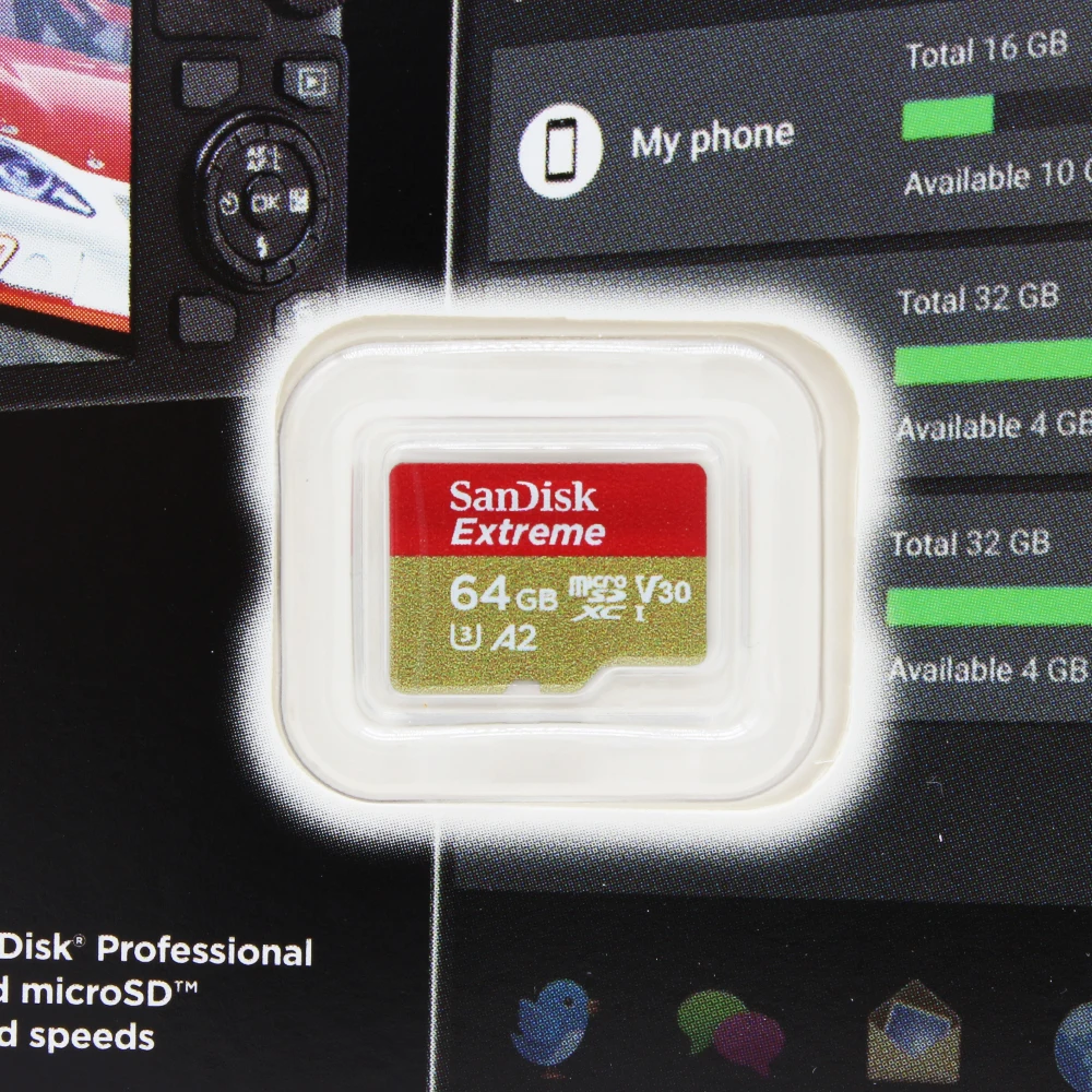بطاقة ذاكرة أصلية من SanDisk Extreme V30 4K بطاقة كاميرا فيديو 32 جيجابايت 64 جيجابايت 128 جيجابايت 256 جيجابايت A2 C10 U3 بطاقة فلاش Microsd TF