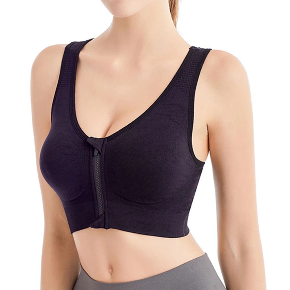 

Women Zip Up Professional Shockproof Breathable Sport Bra Underwear Running Fitness Shockproof Female Yoga Vest Bralette Top