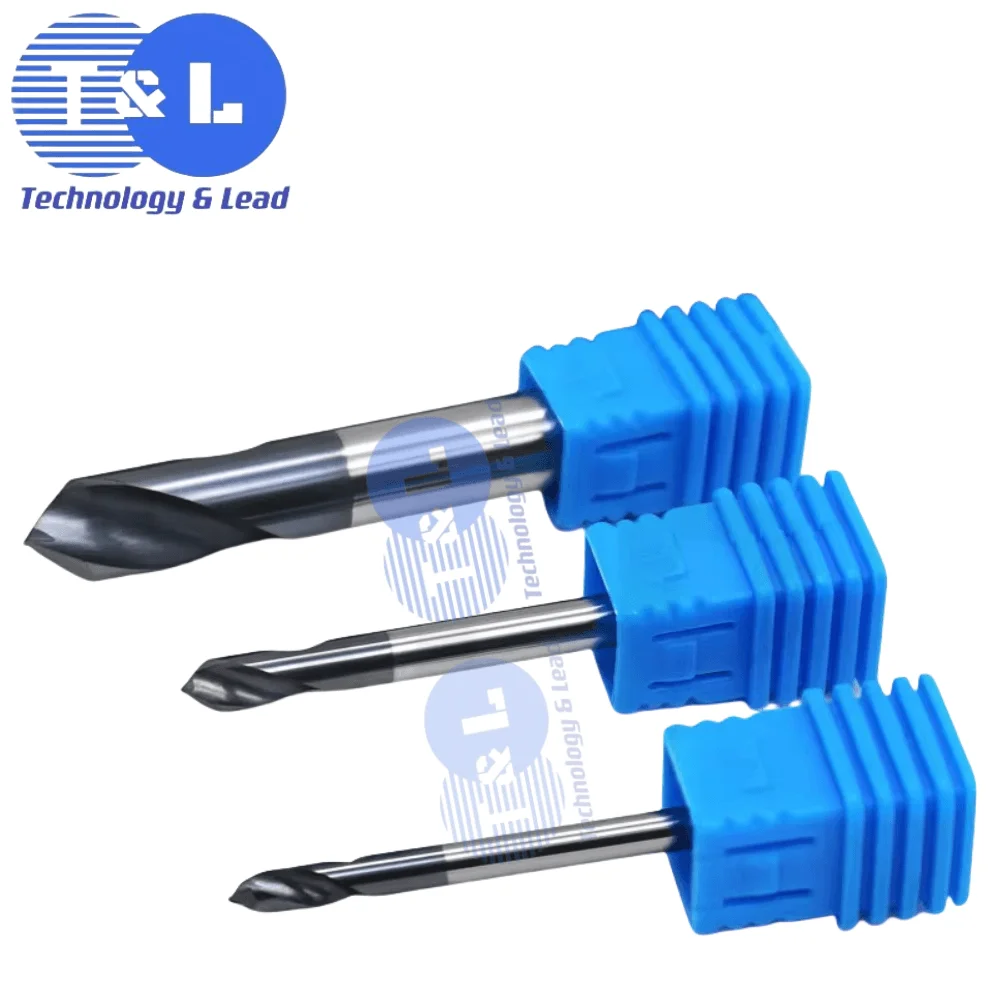 T&L HRC55 60/90/120 2 Blade Tungsten Steel Central Drill Fixed-Point Drill Straight Shank Chamfer Drill Reaming Chamfer Tools