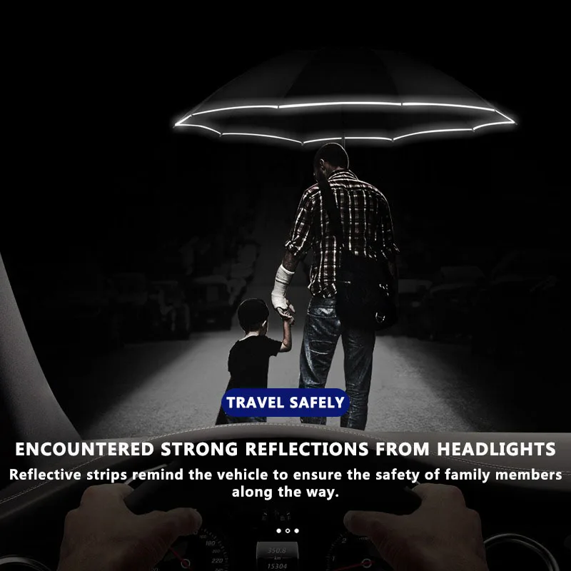 1 Pcs LED Light Automatic Reverse Umbrella Female Male Luxury Business Windproof Umbrellas For Men Rain Women Anti-UV Parasol