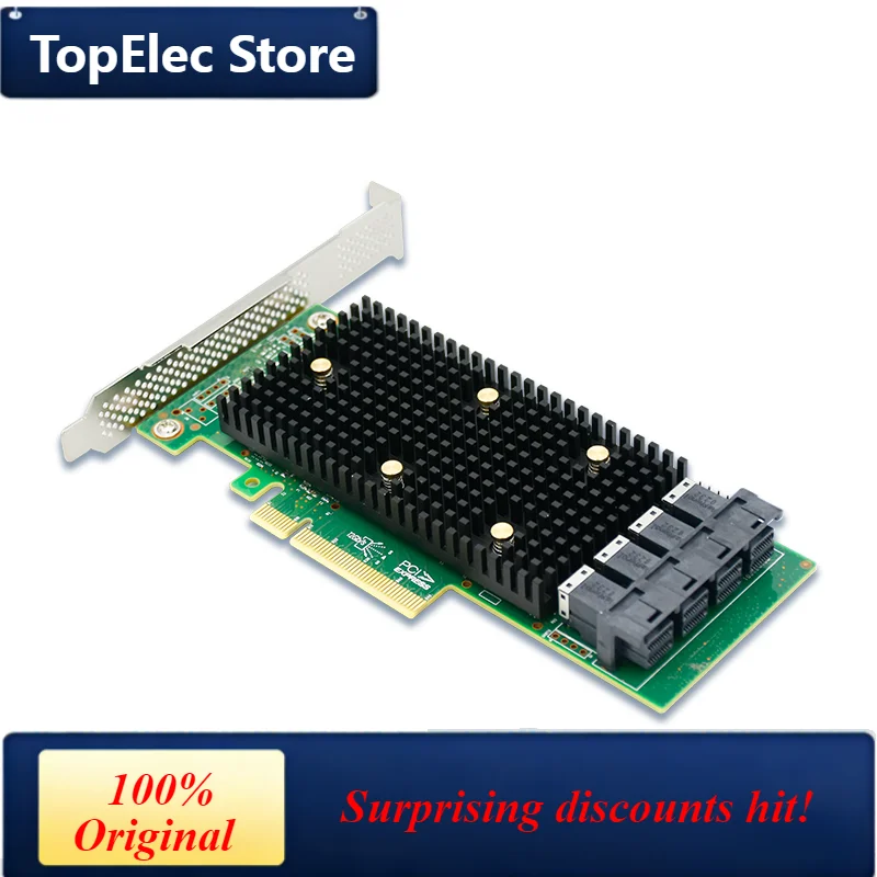 TopElec PCIe 3.1 x8 to 16 Port SAS/SATA/NVMe tri-mode HBA Expansion Card Based on LSI SAS3416 chip-SAS3416-16I