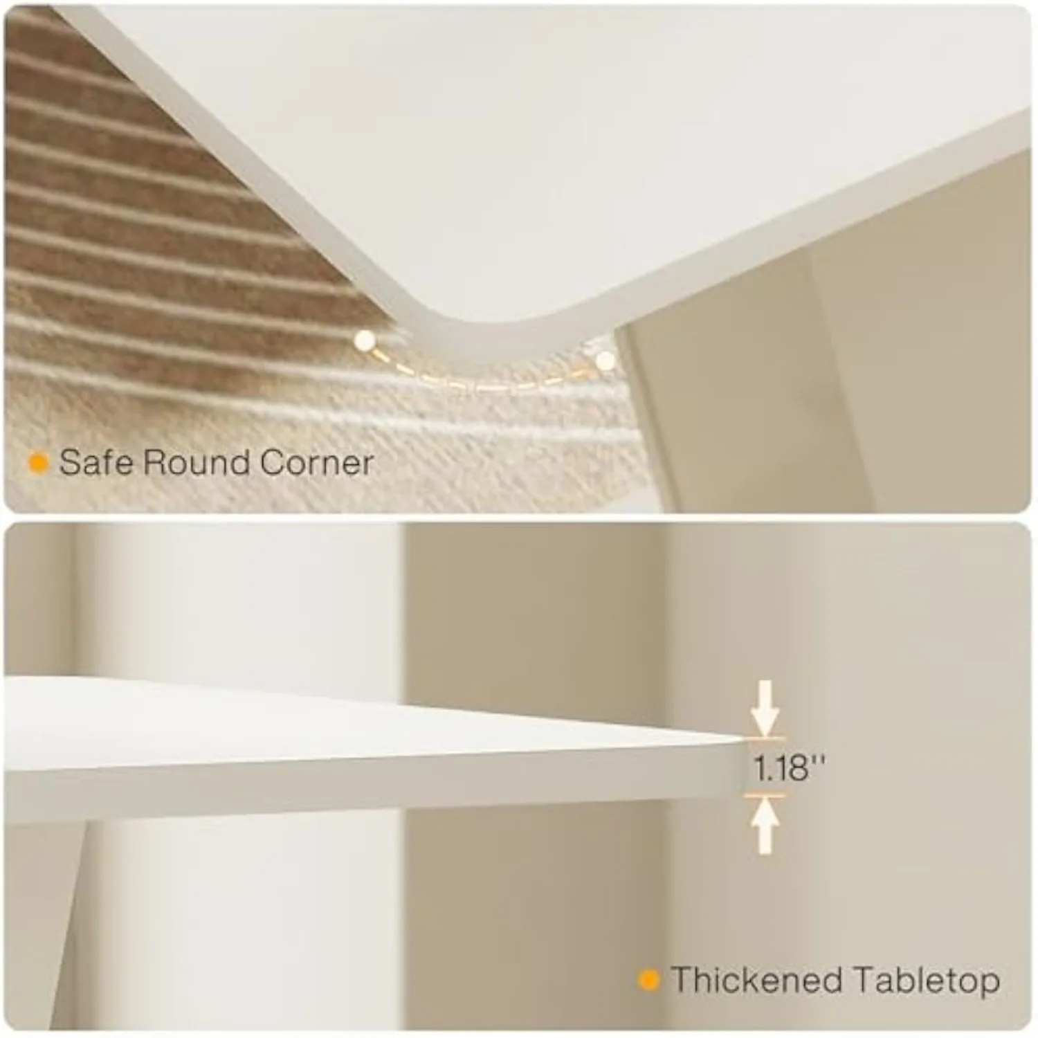 Mesa de jantar moderna LITTLE TREE para 4-6 pessoas, mesa de cozinha retangular de 55 polegadas com base em forma de U, branco creme