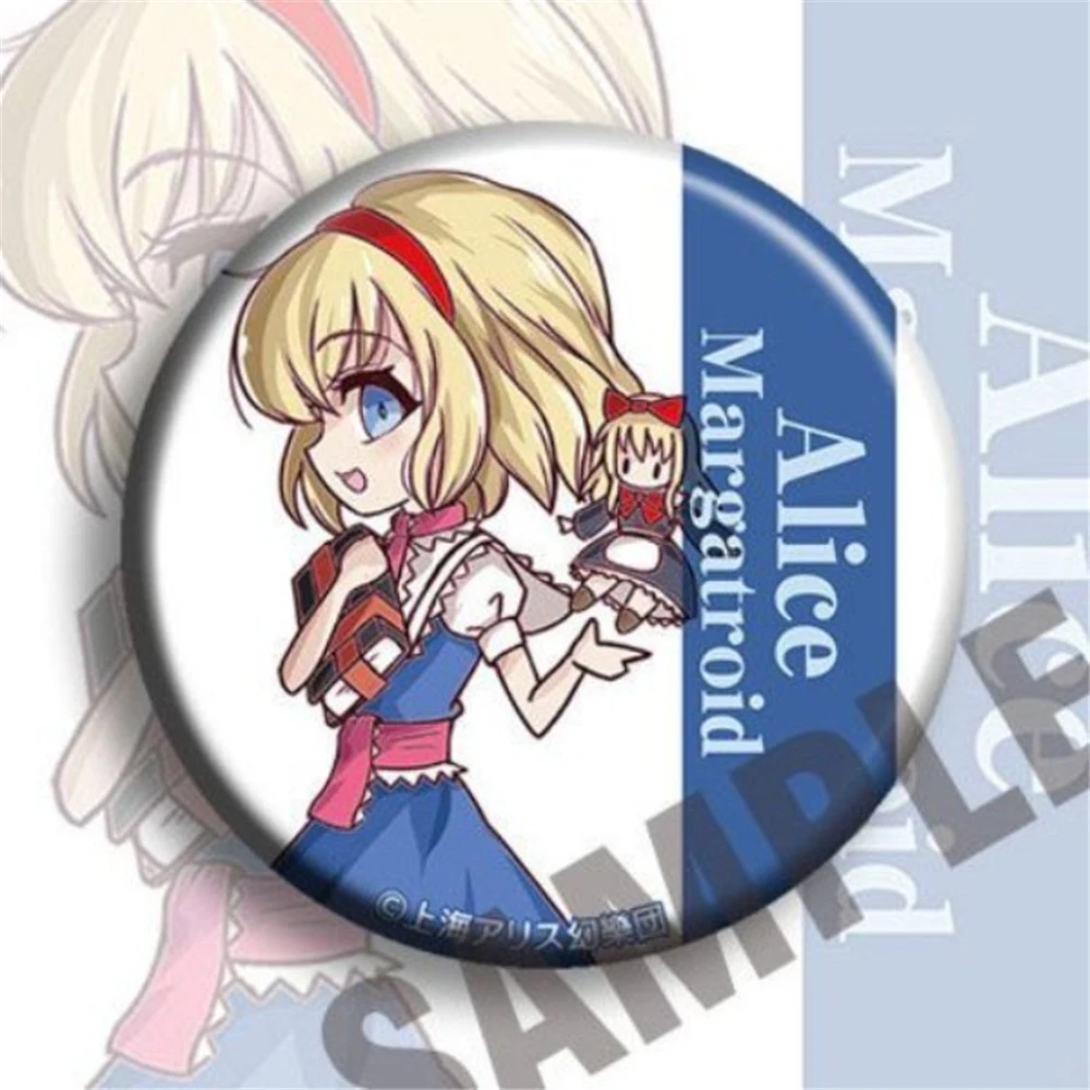 58mm Game Touhou Project Cirno Alice Margatroid Youmu Konpaku Chen Cosplay COSTUME Badge Pin SPTE Tinplate Brooch﻿ Prop Gift