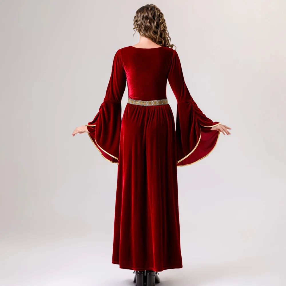 Mittelalter liches Kleid für Frauen Renaissance Vintage Hof Königin Kostüm lange Ärmel Faire Kleid weiblich blau rot