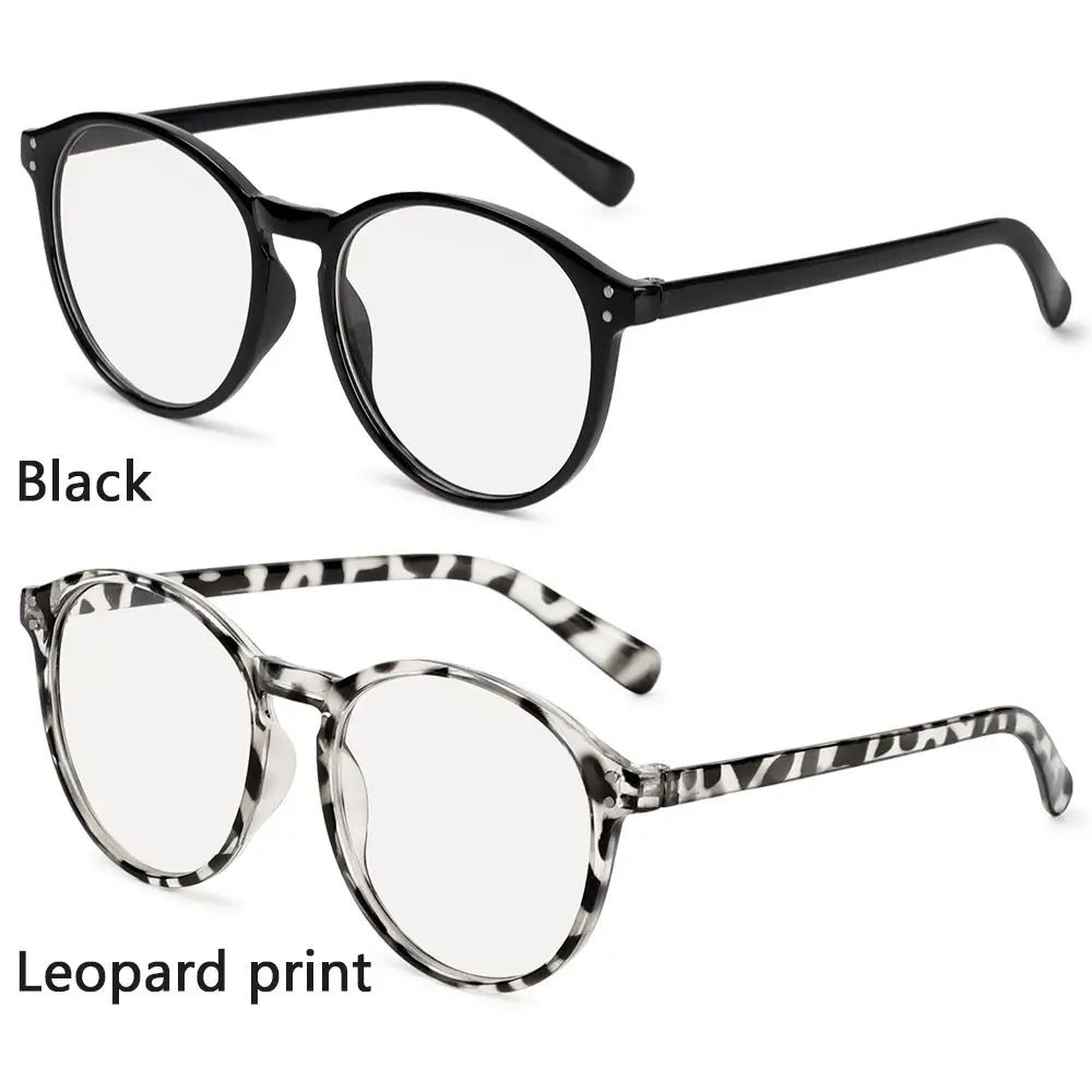 -1.0~-4.0 Reduces Eye Strain Black Round Frame Myopia Glasses Anti Blue Light Vintage Eyeglasses Flat Mirror Eyewear