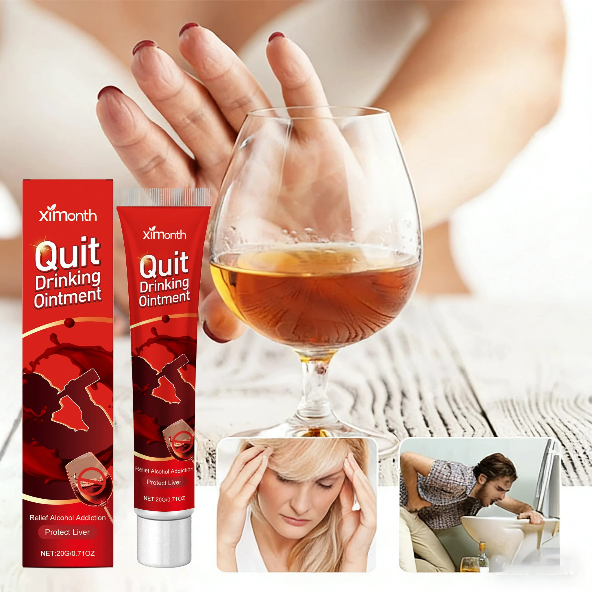 20/40/60g Anti Alcohol Cream Relief Alcohol Addiction Protect Liver Hangover Recover Alcoholism Prevention Quick Hangover Cream
