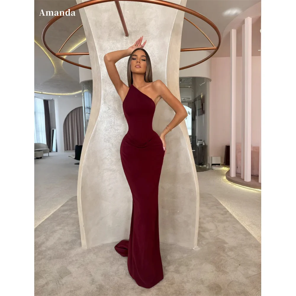 

Amanda Customized Burgundy Strapless Sheath Prom Dresses Elegant Sleeveless vestidos de noche Floor-Length Formal Evening 2025