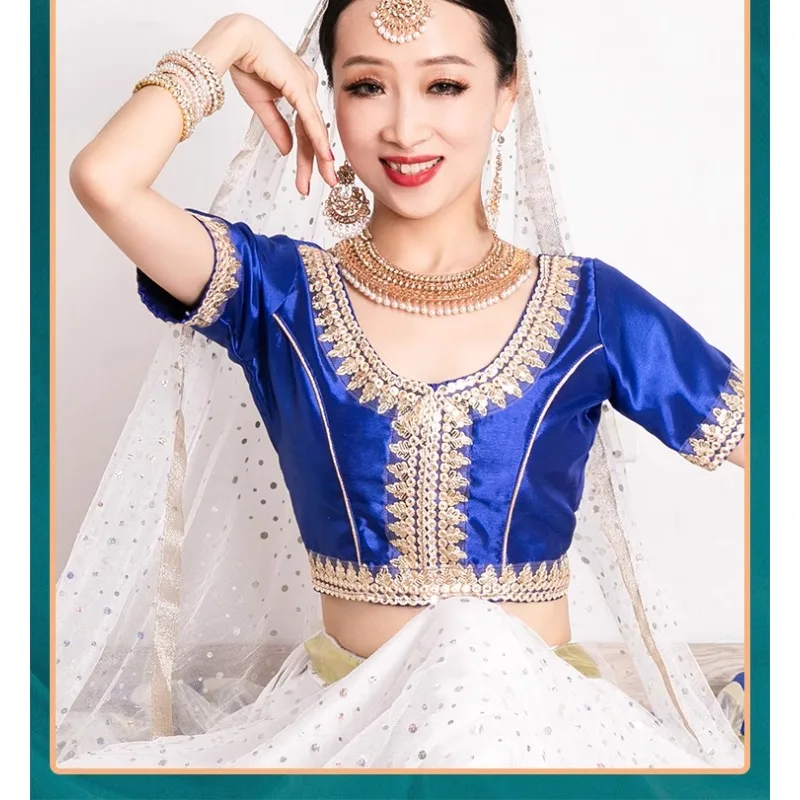 

Customized Exotic Indian Dance Costume Ethnic Style Female Dance Costume New Trendy Embroidered Belly Dance Costumes Top