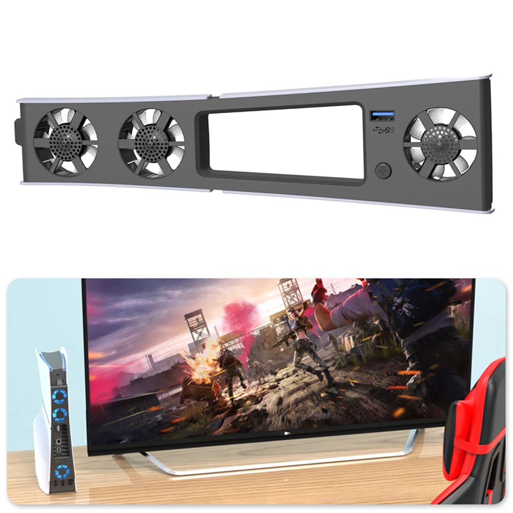 

Улучшенный вентилятор охлаждения для консоли PS5 Slim с регулируемой скоростью, портом USB 3.0 и светодиодной подсветкой для бесшумной игры.