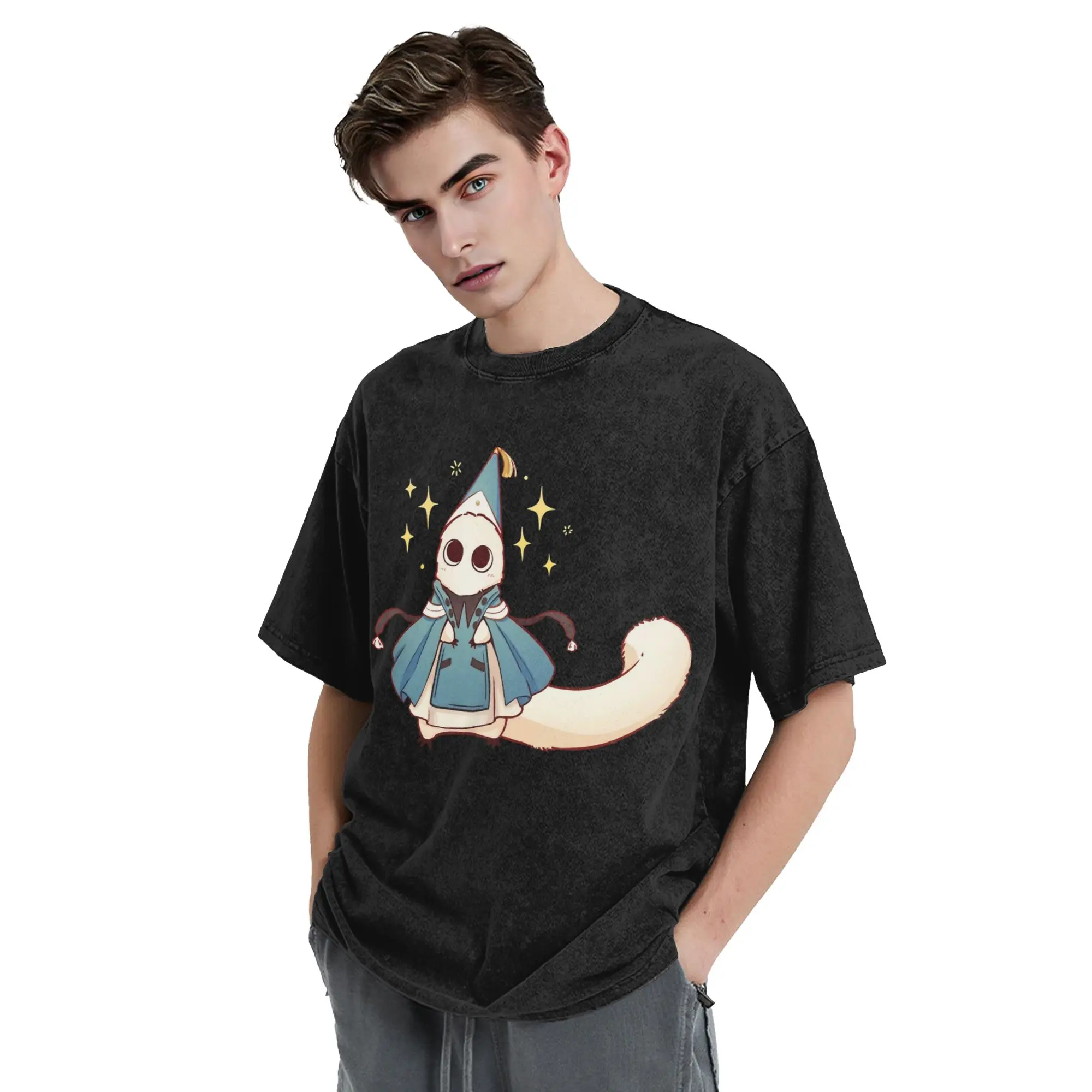 Brushbuddy Witch Hat Atelier Anime Washed T Shirts Streetwear Vintage T-Shirt Tees Men Women Short Sleeve Graphic Printed