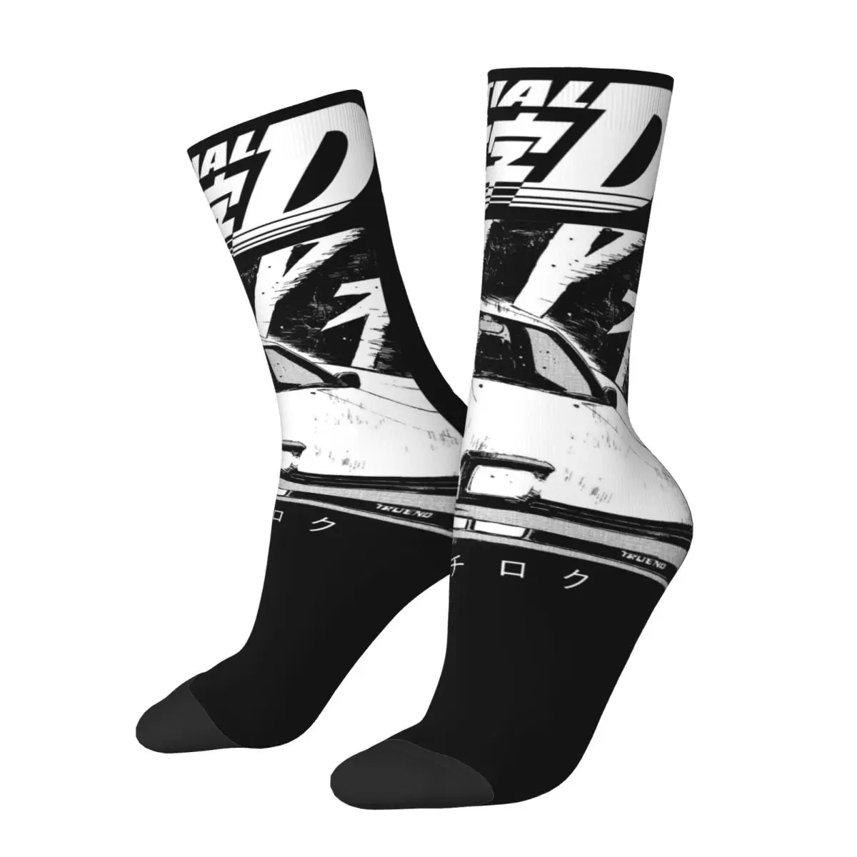 Autumn Winter Casual Men's Women's Initial D Manga Panda Trueno Hachiroku 86 Socks Sweat Absorbing Basketball Socks