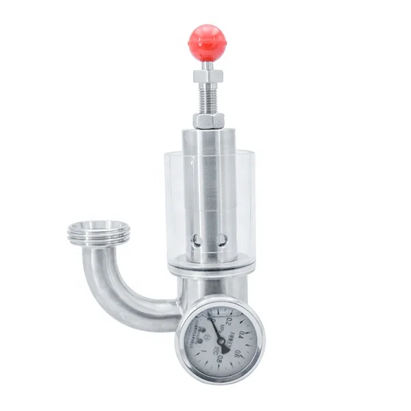 DN25 SS316L High Quality Sanitary Stainless Steel Manual Clamp Exhaust Air Release Valve With Glass Viewport And Pressure Gauge