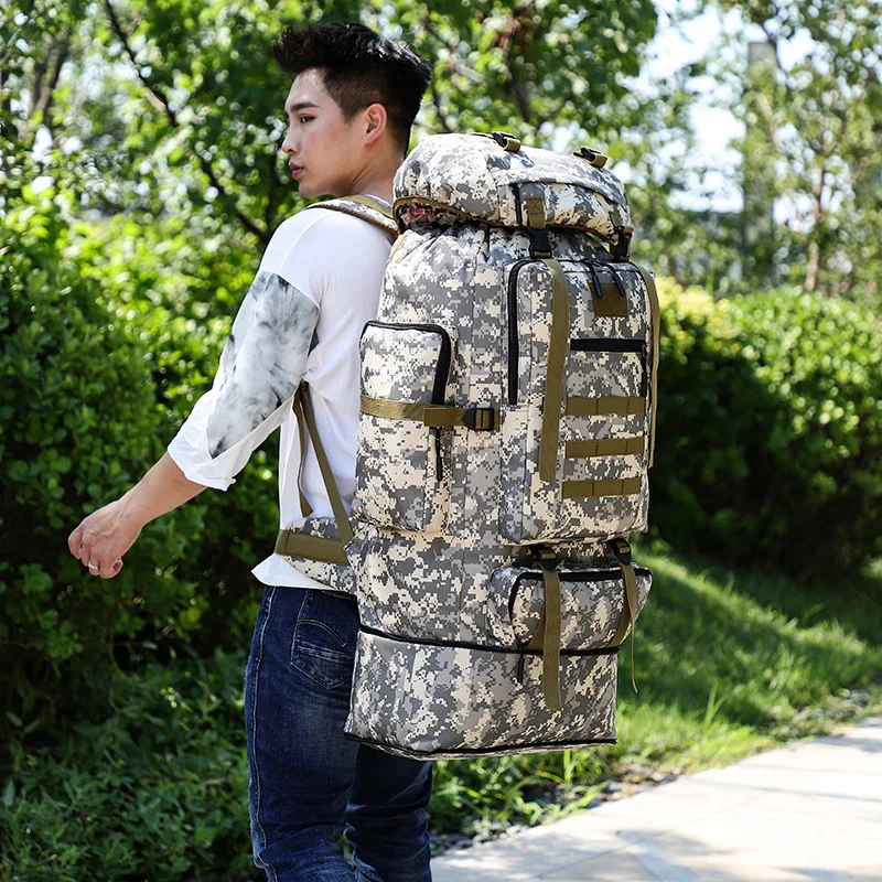 New 100l Large Capacity Outdoor Sports Mountaineering Bag For Men And Women Hiking Waterproof Camouflage Backpack Wholesale