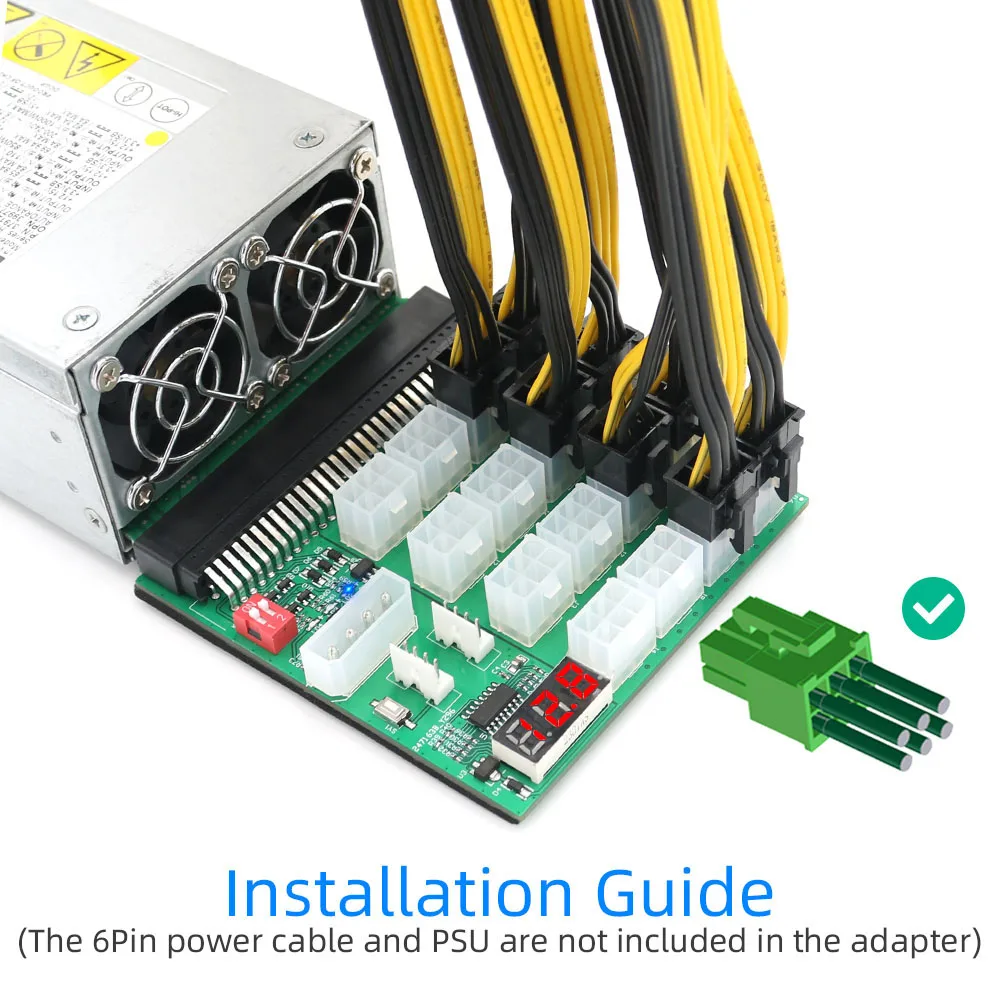 Adaptador de conector de fuente de alimentación para HP DPS-1200FB A, placa de arranque de 16 puertos, PCIe, 6 pines, 750W-1200W, placa de minería