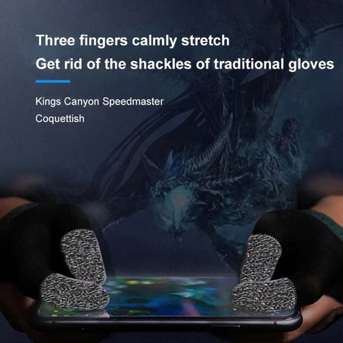 Imagen 2 del producto Guantes con funda para el pulgar para Gamer, guantes portátiles sin arañazos para juegos móviles, accesorios cómodos a prueba de sudor, 2 uds.