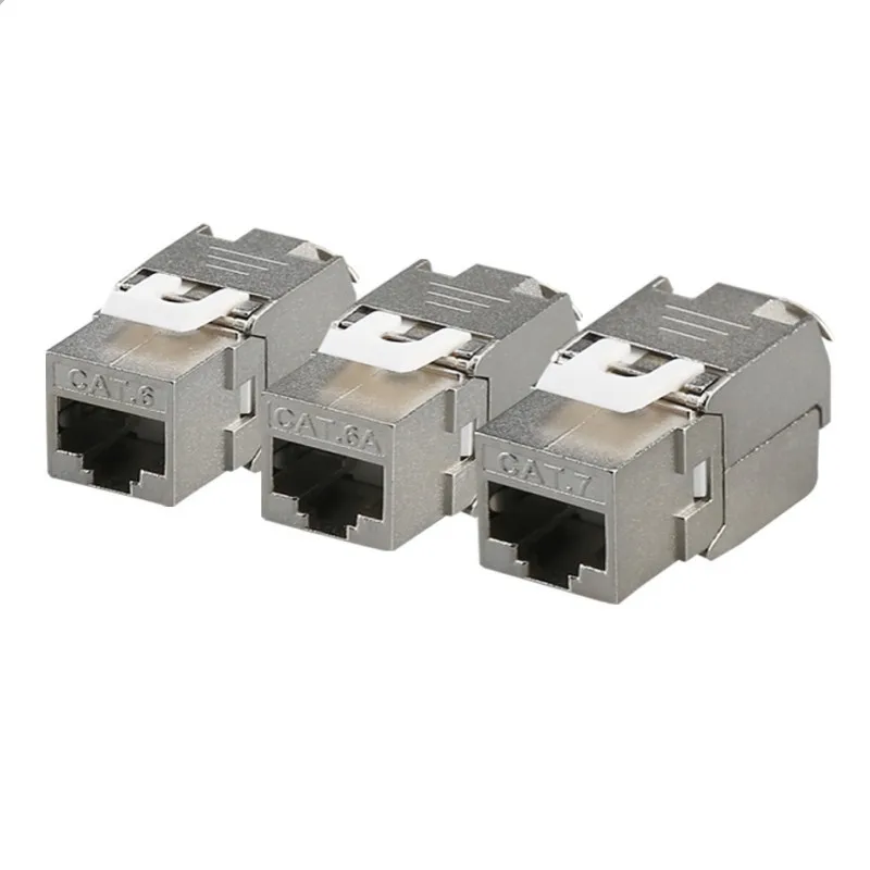 1Pcs Cat6a Cat7 Keystone Jack Cat7 RJ45 STP Tool-Less Type Zinc Alloy Module Jacks Adapter Coupler for 22 to 26 AWG Cable