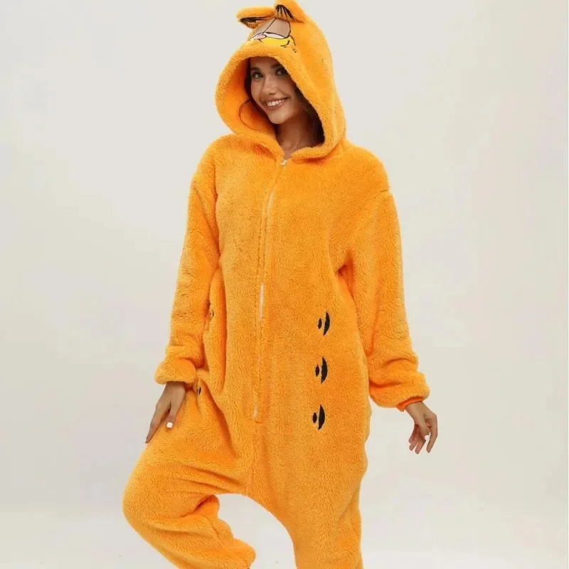 Premium Outfit Unisex Garfield Costumes Onesies Cat Cosplay Pajamas Adult Pyjamas Animal Sleepwear Jumpsuit view 6