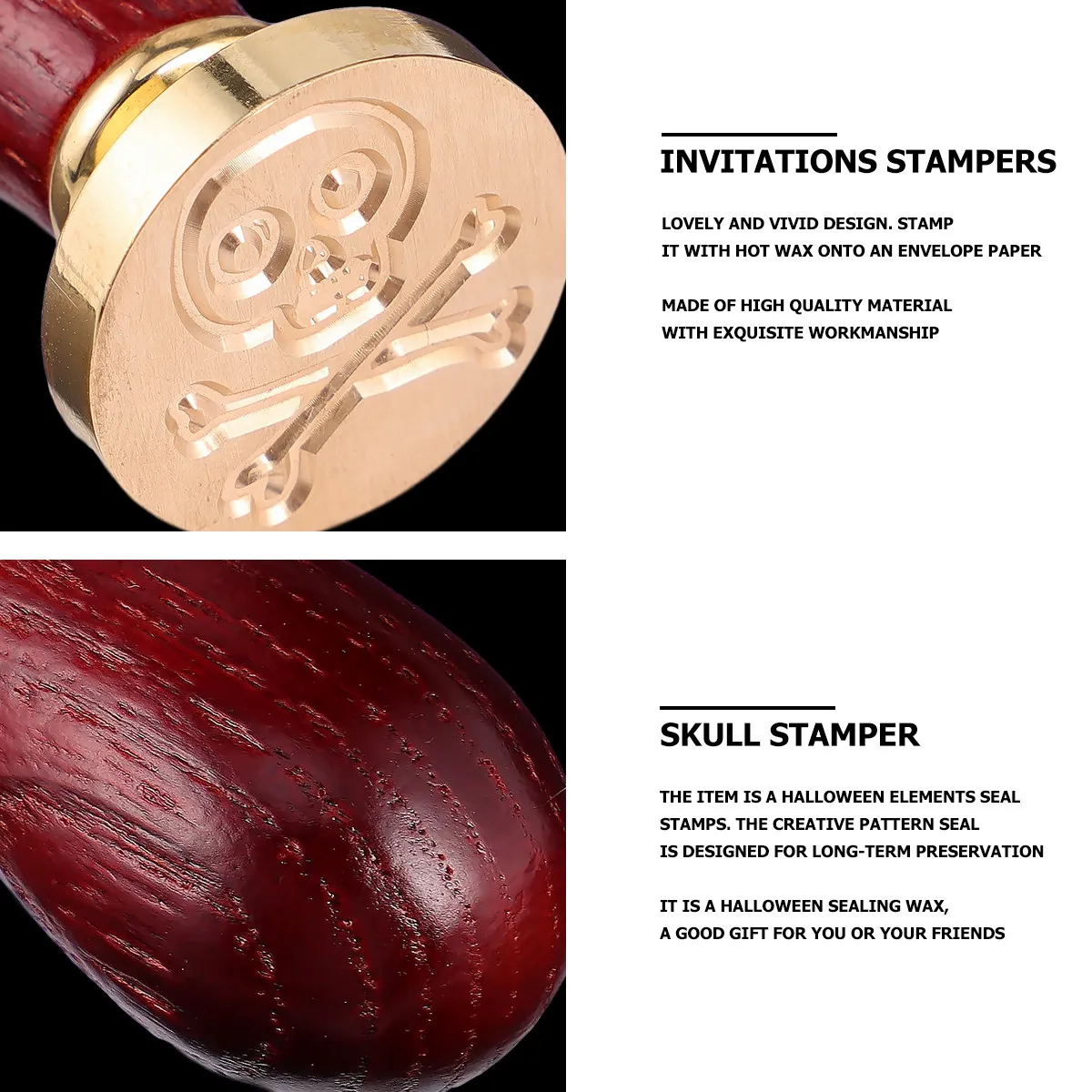 Halloween Skull Seal Wax Stamp Color Light Fire Paint for Invitations Envelopes Decoration Wax Seal Stamp Halloween Stamps