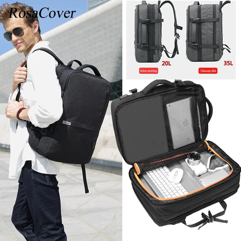 

Expandable Backpacks 15 inch Laptop USB Recharging Multifunction Men Multi-layer Space Travel Backpack Business Bag Male Mochila