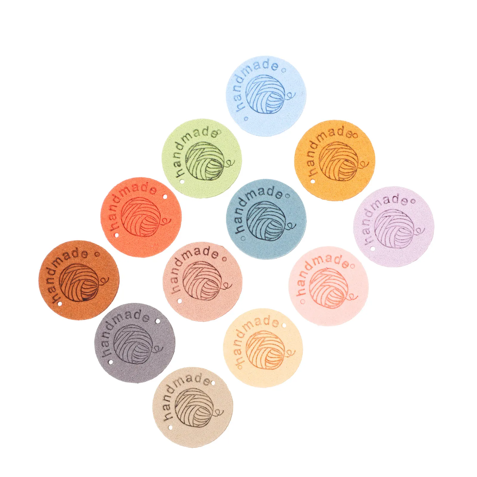 

45 Pcs Round Embossed Tags H made Clothing Labels Flexible DIY Decorative Buttons For Jeans Shirts Coats Retro