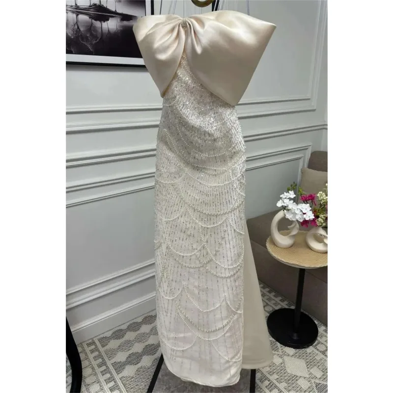 أنيقة مطرز الكرة ثوب قبالة الكتف مساء اللباس الفاخرة الترتر حزب اللباس Vestdos دي فييستا مخصص