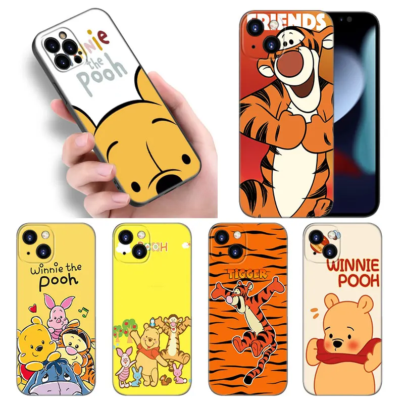 Honey The Pooh Phone Case For Apple iPhone 12 13 Mini 11 14 15 Pro Max 7 8 Plus X XR XS SE 2020 2022 Black Silicone Case