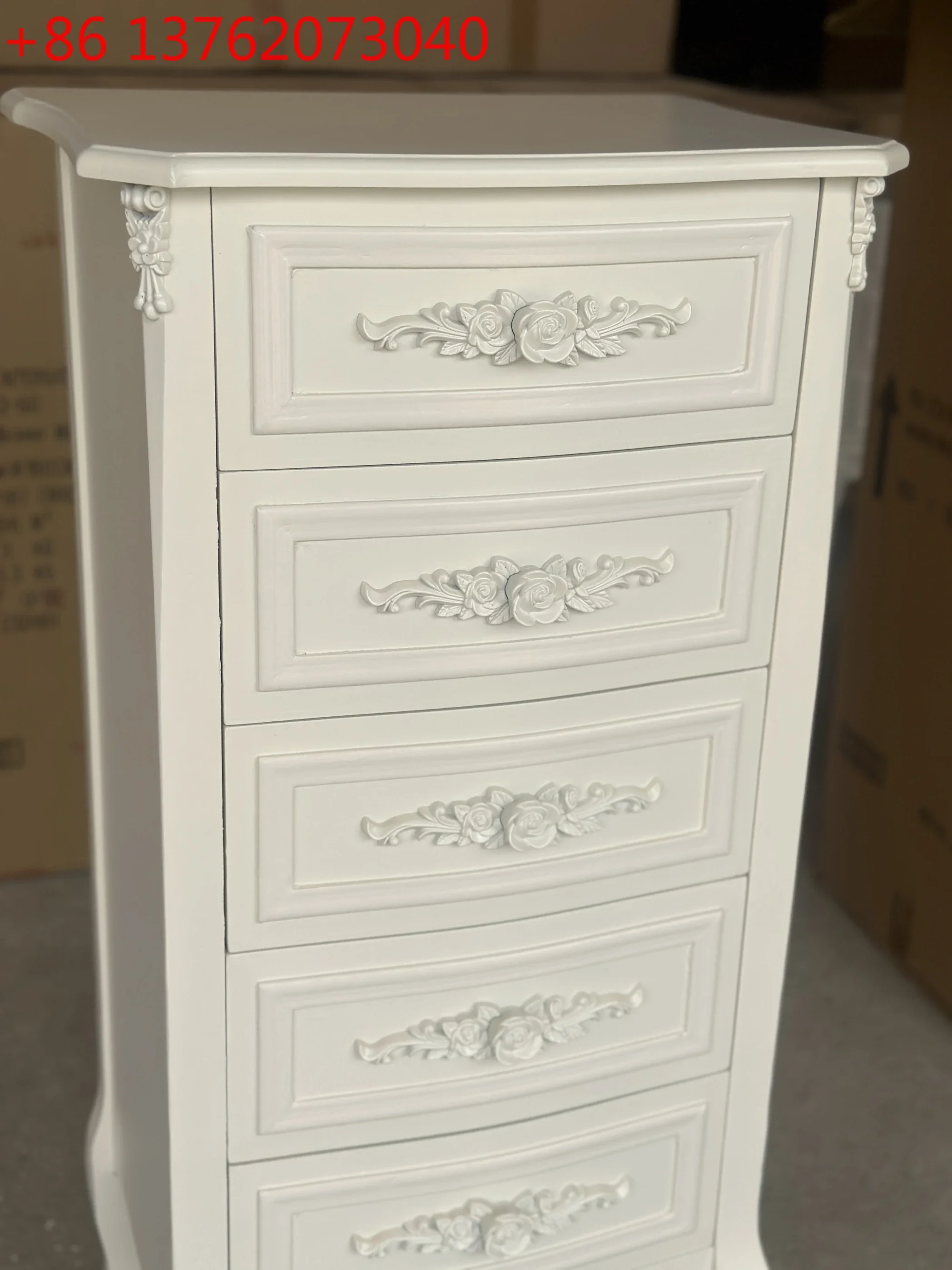 Super special offer! Foreign trade original order American country French retro furniture wooden engraved milk white cabinet