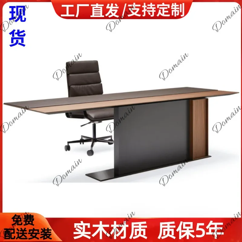 J81 Italian Lacquer Walnut Executive Desk Manager Office Desk Small Home Computer Writing Table