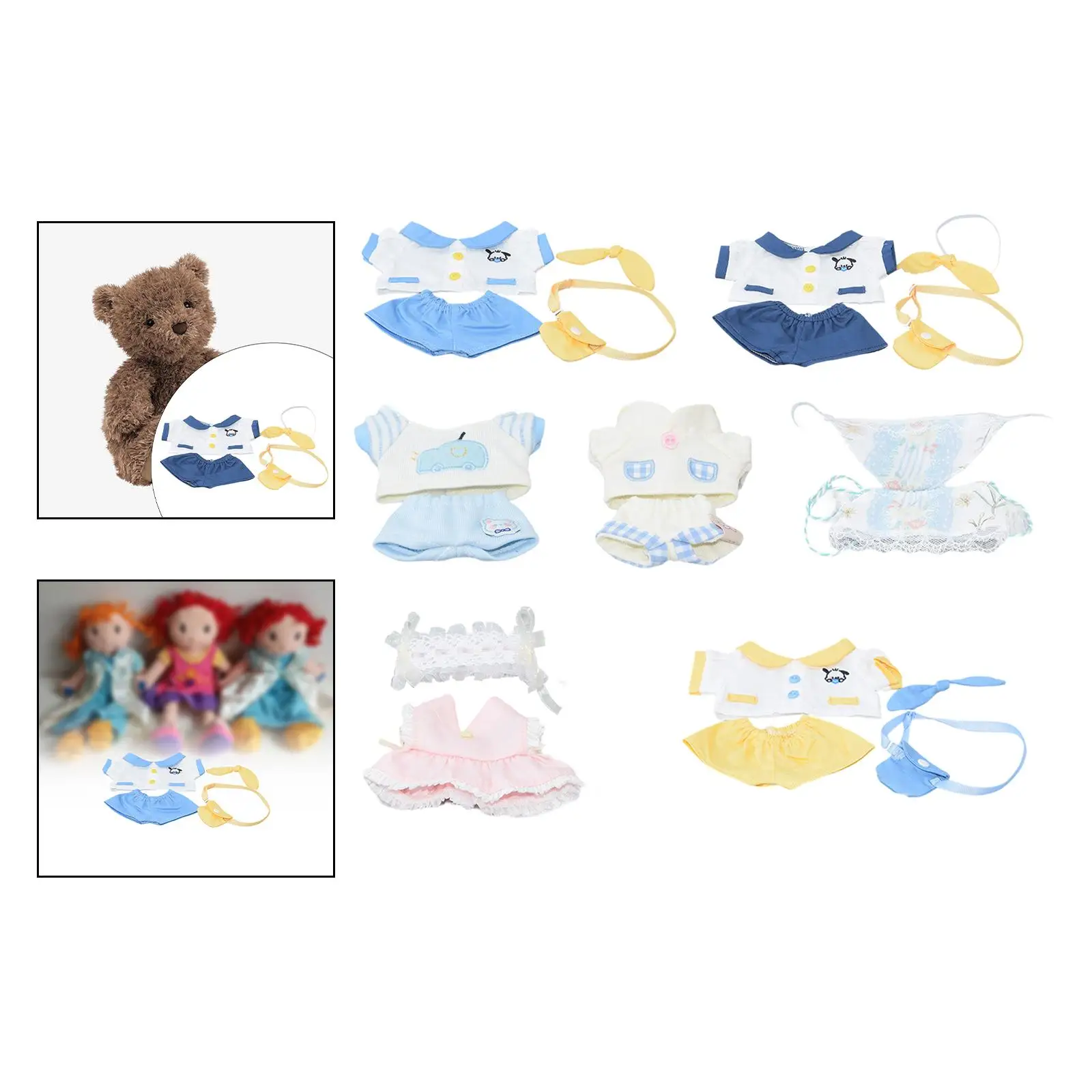 Mini roupas de boneca de pelúcia infantil, moda, presente de aniversário, decoração, roupas casuais, roupas para bonecas 6.69in