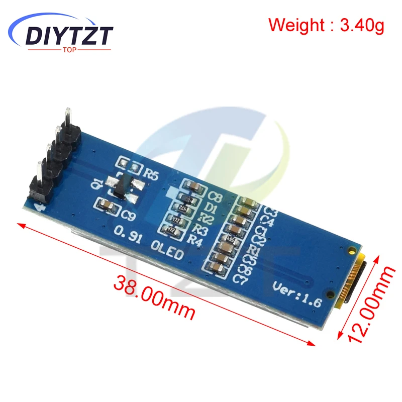 DIYTZT 1/5PCS 0.91 inch OLED Module White/Blue OLED 128X32 OLED LCD LED Display Module 0.91" IIC Communicate For Arduino ROHS