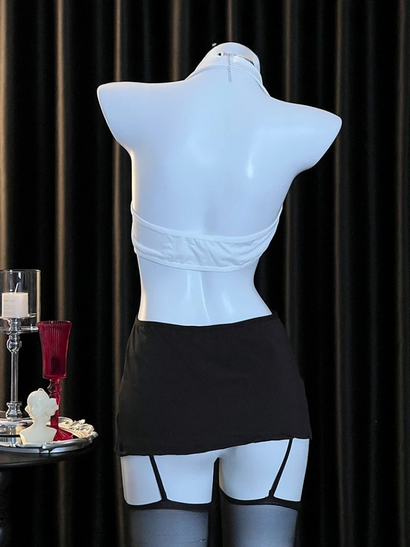 Office Secretary Style Bodycon Dress for Women,Sexy Lace-up Cutout Uniform,Pure Desire Temptation Outfit,Romantic OL Roleplay