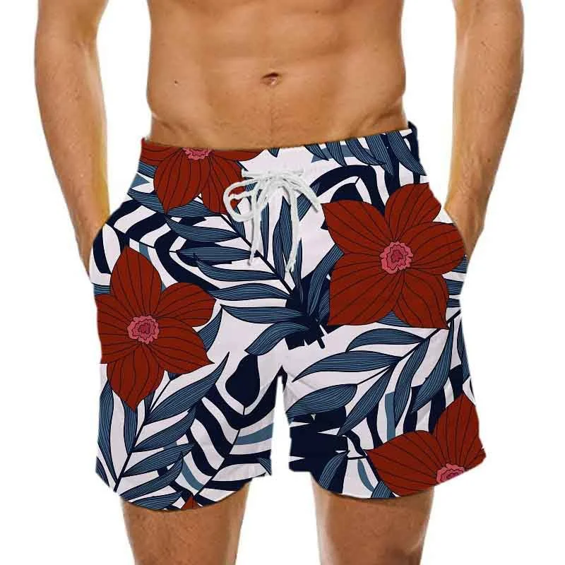 New Hawaii Beach Shorts Men Vegetative Leaf Board Shorts Casual Holiday Swim Trunks Y2k 3D Print Surf Swimsuit Homme Short Pants