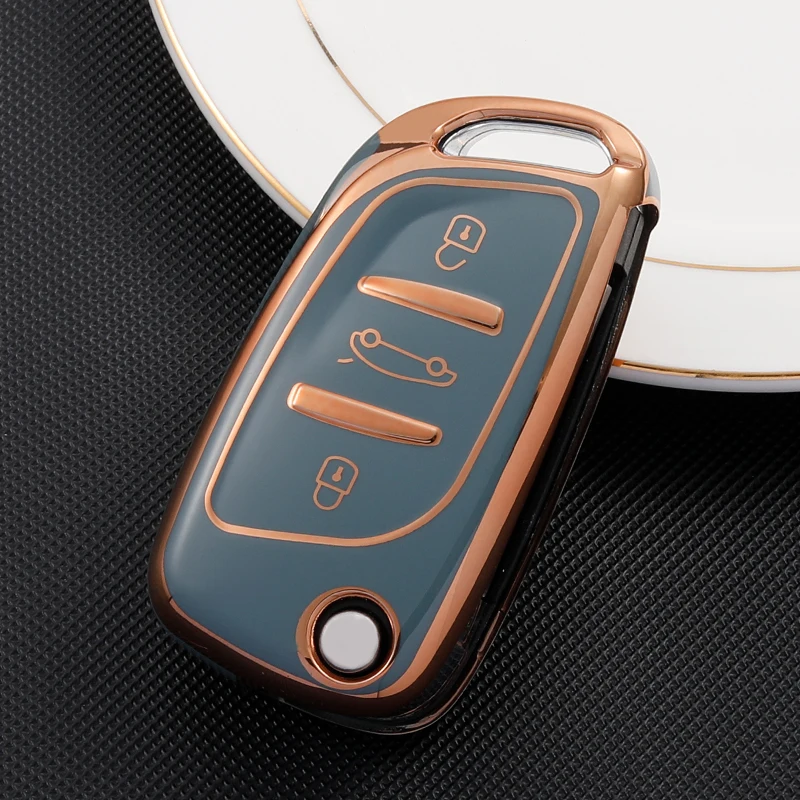 Soft TPU Car Key Case for Peugeot Citroen C1 C2 C3 C4 C5 DS3 DS4 DS5 DS6 Auto 3 Button Auto Accessories Key Shell Full Cover