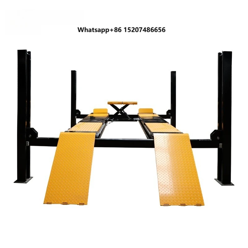 Factory Price 5000kg  Capacity Electric Hydraulic Four Post Car Lift with Sliding Jack for Wheel Alignment in Car Workshop