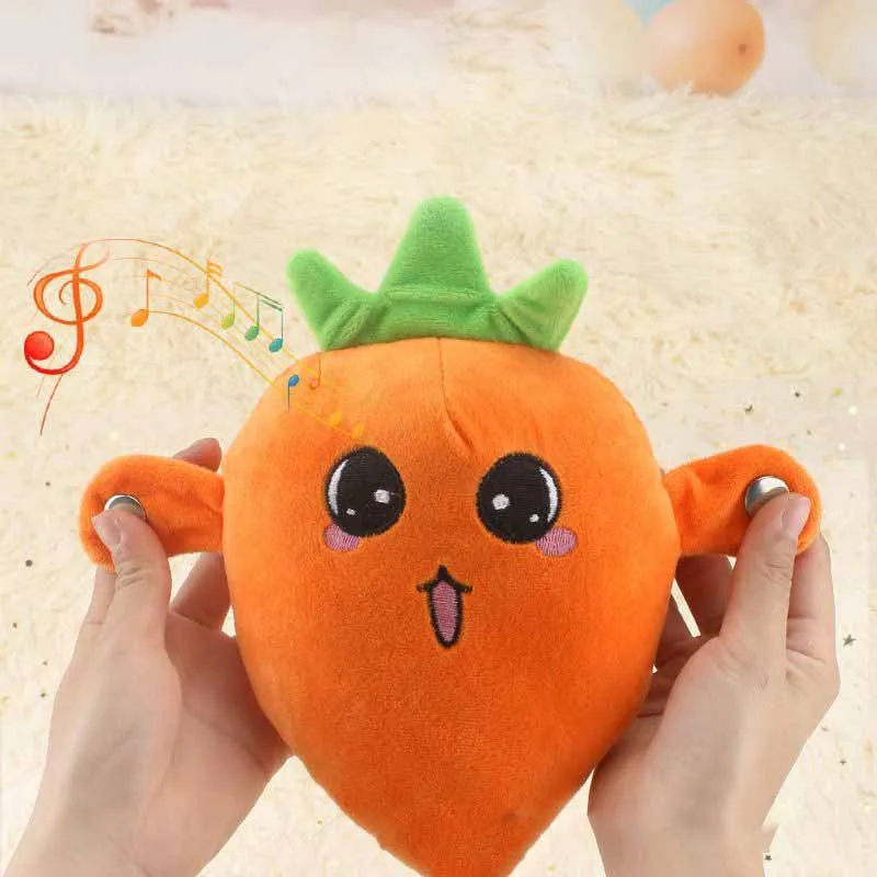 Fruit Sensor Metronome Plush Toy Strawberry Banana Carrot Electric Toy Music Parent-Child Interactive Fruit Plush Toy Funny Gift